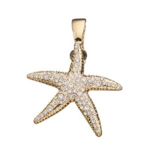Wearable ART Pave Gold Tone Starfish Pendant